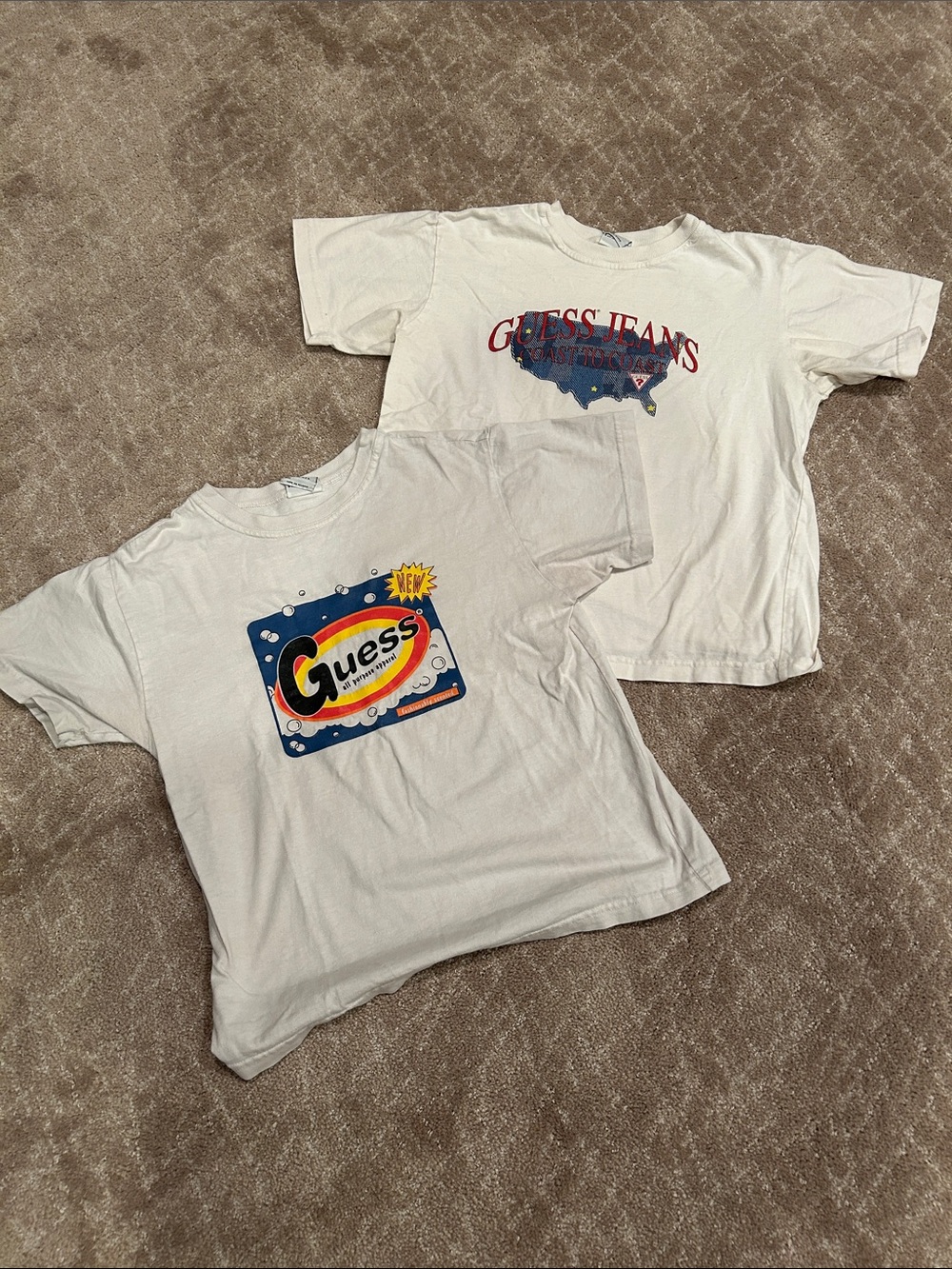 Guess Kids White Short Sleeve Tee with Colorful Logo Graphics